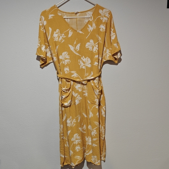 Anthropologie Dresses & Skirts - Lazy Sundays Dress Size Medium Floral Lemon Girl Aesthetic Midi Length Pockets